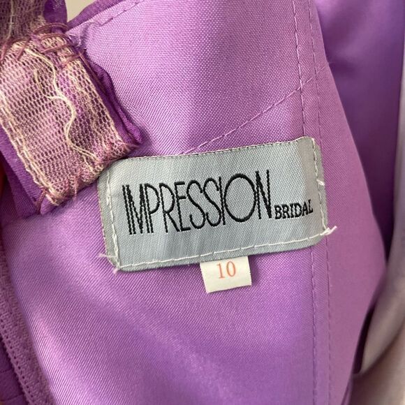 Impression Bridal One Shoulder Purple Chiffon Bridesmaid Prom Formal Gown 10 - Picture 6 of 6